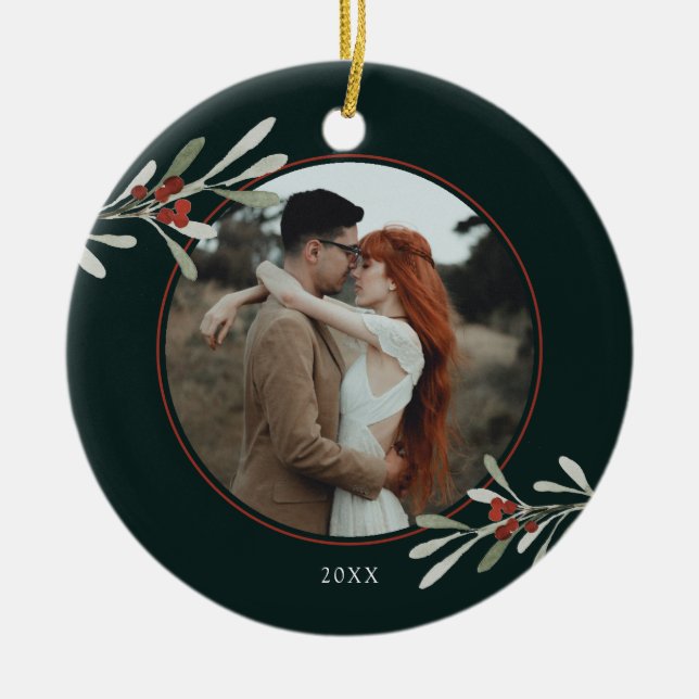 Winter Greenery Photo Helgdag Julgransprydnad Keramik (Framsidan)