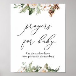 Winter Greenery Prayers for Baby Pedestal Sign Poster