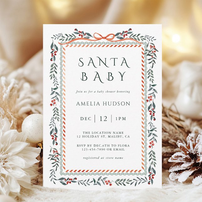 Winter Greenery Ram Santa Baby Shower Inbjudningar (Skapare uppladdad)