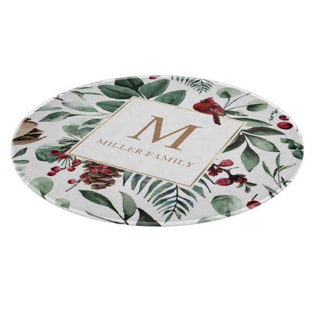 Winter Greenery Red Glad helg Monogram (Hörn)