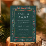 Winter Greenery Santa Baby Shower Grönt Inbjudningar<br><div class="desc">Den här elegant babyduschinbjudan innehåller en vinter-grön ram som dekoreras med rött band,  vinterröda bär och kalligrafi av snyggt. Om du vill ha en mer avancerad anpassning av den här designen klickar du på länken "Design Verktyg".</div>