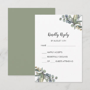 Winter Greenery Simple Bröllop OSA Card Kort