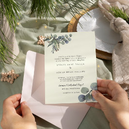 Winter Greenery | Traditionellt Bröllop i Elfenben Inbjudningar