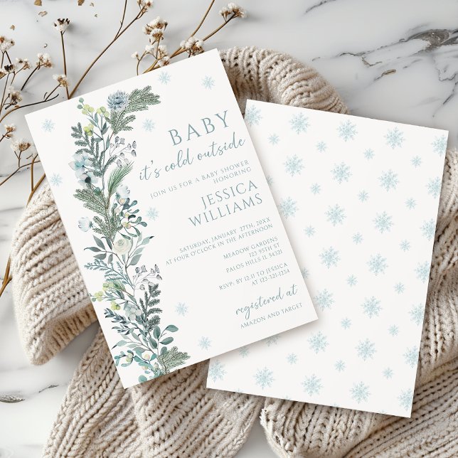 Winter Greenery WandeGender Neutral Baby Shower Inbjudningar (Skapare uppladdad)