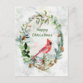 Winter Greenery Wandekardinal Bird Vykort