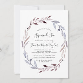 Winter Greenery Wandey Sip and See Inbjudningar