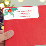 Winter Greenery Watercolor Holly Red Berries Returadress Etikett<br><div class="desc">Winter Grey Watercolor Holly Red Berries jul Stationery Return Address Label.</div>