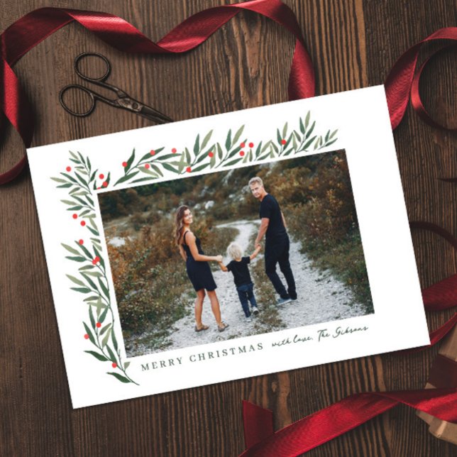 Winter Greenery White Photo jul Julkort (Skapare uppladdad)