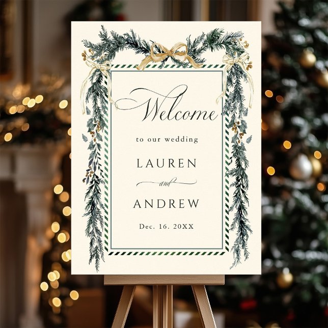 Winter Greens Garland Wedding Welcome Ivory Poster (Skapare uppladdad)