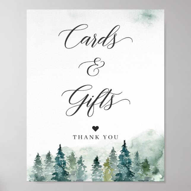 Winter Greenwood Gräs Träd Cards & Gifts Sign Poster (Framsidan)