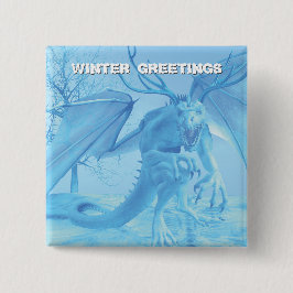 Winter Greetings. Ice dragon with antlers Knapp