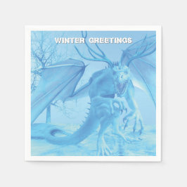 Winter Greetings. Ice dragon with antlers Pappersservett