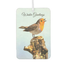 Winter Greetings. Robin singing 