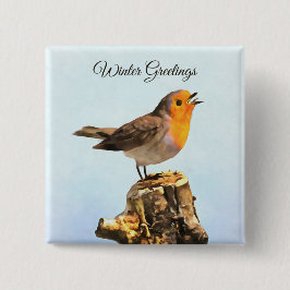 Winter Greetings. Robin singing Knapp
