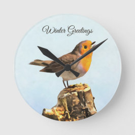 Winter Greetings. Robin singing Rund Klocka