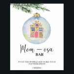 Winter gren - mamma-osa pub poster<br><div class="desc">Vinter gren med leksak. Vattenfärgad babyduschinbjudan med julen gräs gren med nyårets bollar i leksak i ett brödhus.</div>