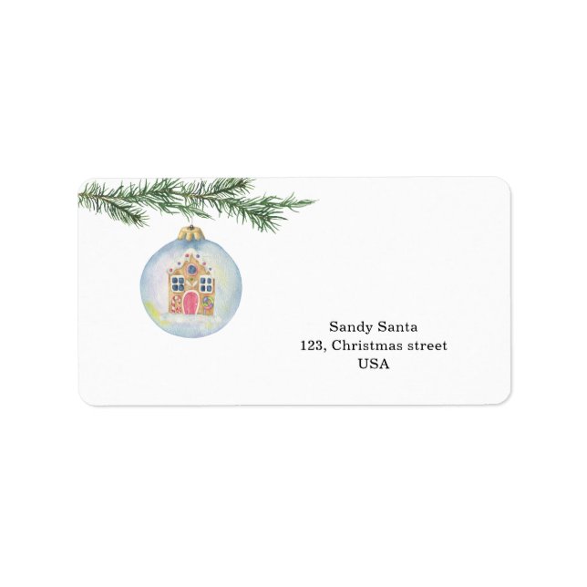 Winter gren med leksak adressetikett (Framsidan)