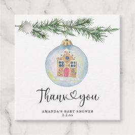 Winter gren - tack för babyduschen gåvor etiketter