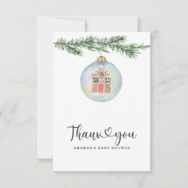 Winter gren - tack för babyduschen kort