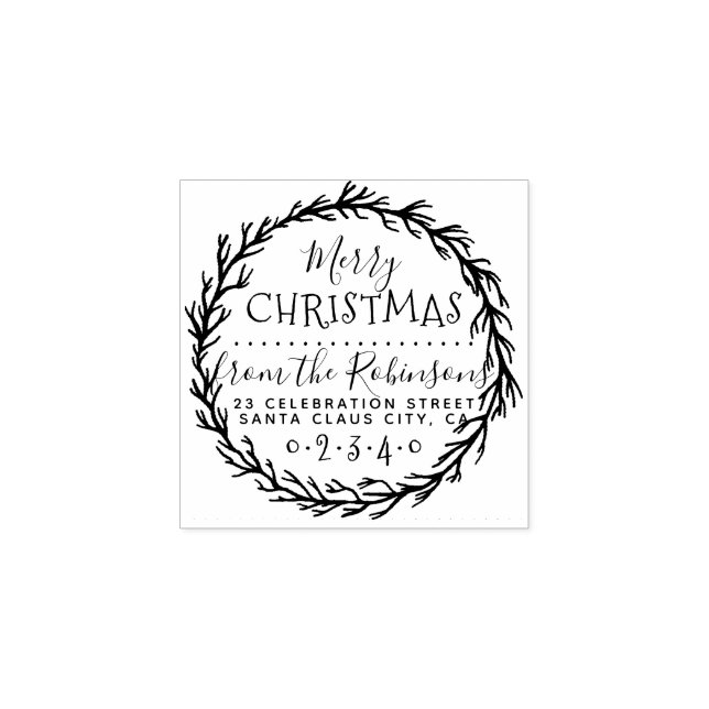 Winter Gren Wandningsfamilj Namn & Returadress Stämpel (Tryck)