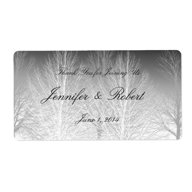 Winter Grenar Black White Grått Vatten-etikett Fraktsedel (Framsidan)