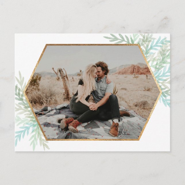 Winter Grenar Watercolor Helgdag Photo Vykort (Framsida)