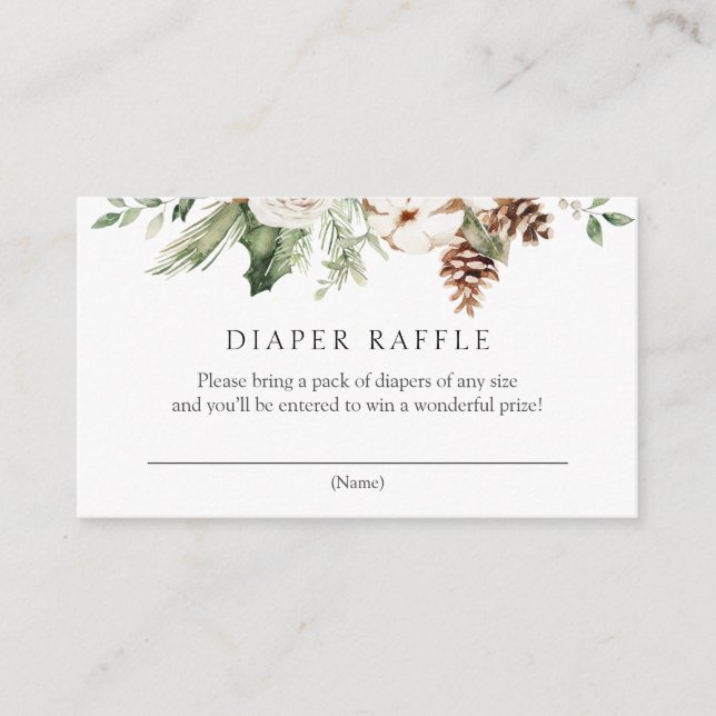Winter Grey och Pinecones Diaper Raffle Tilläggskort (Framsida)
