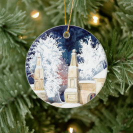 Winter grind på natten (sketch) julgransprydnad keramik