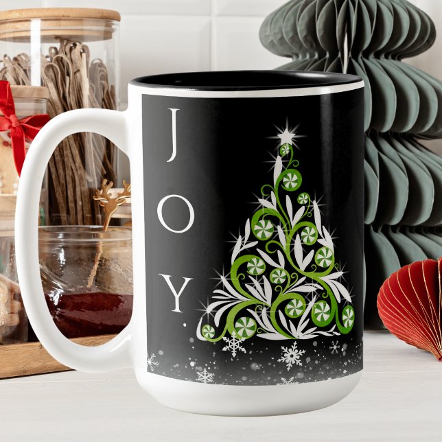 Winter Grönt Mint Candy Finare Julgran Två-Tonad Mugg (Skapare uppladdad)