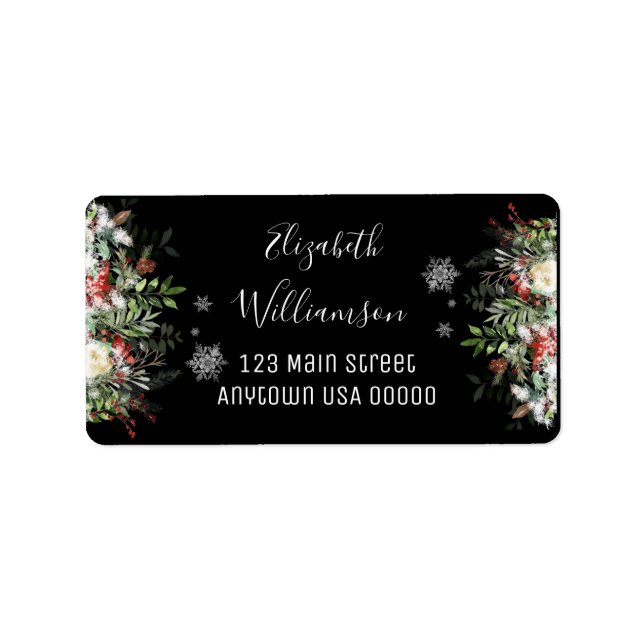 Winter-Gröntarna och Snöflingor Adress Adressetikett (Framsidan)