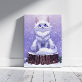 Winter Guardian :Whimsical Arctic Fox wildlife Canvastryck
