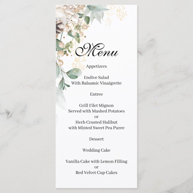 Winter guld blommigt Menu Meny (Framsida)