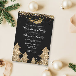 Winter Guld Glitter Julgran Party Inbjudningar