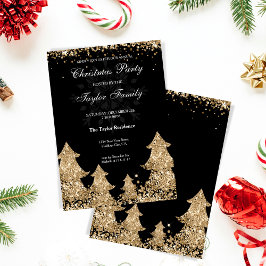 Winter Guld Glitter Julgran Party Inbjudningar