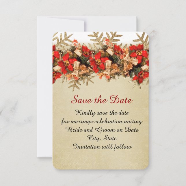 Winter Guld/Red Ornaments Spara datumet (Framsida)