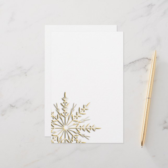 Winter Guld Snowflake Stationery Brevpapper (Fram/Back In Situ)