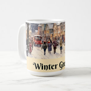 Winter Hälsning, snögatan, Kaffemugg