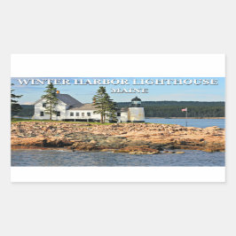Winter Harbour Lighthouse, Maine Rektangulärt Klistermärke