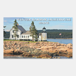 Winter Harbour Lighthouse, Maine Stickers Rektangulärt Klistermärke