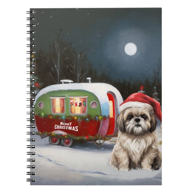 Winter Havanese Caravan jul Äventyr Anteckningsbok (Framsidan)