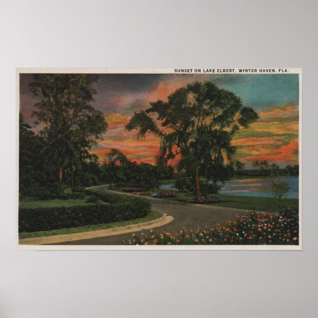 Winter Haven, Florida - Sunset View of Sjö Poster (Framsidan)