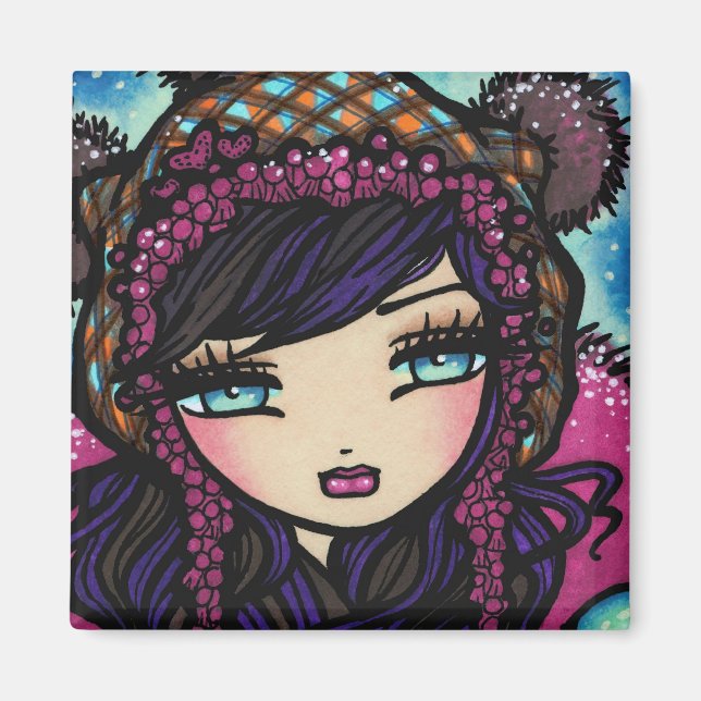 Winter Heart of Ice Snö Girl Art Hannah Lynn Magnet (Framsidan)