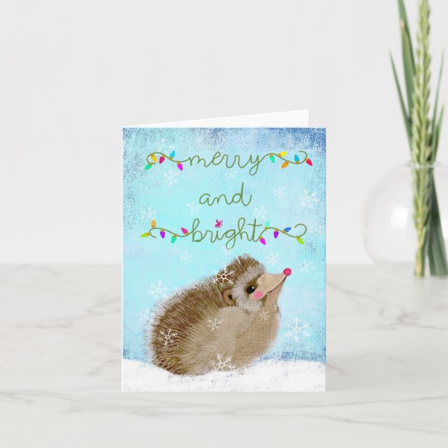 Winter Hedgehog BLANK Greeting Card Tack Kort (Framsida)