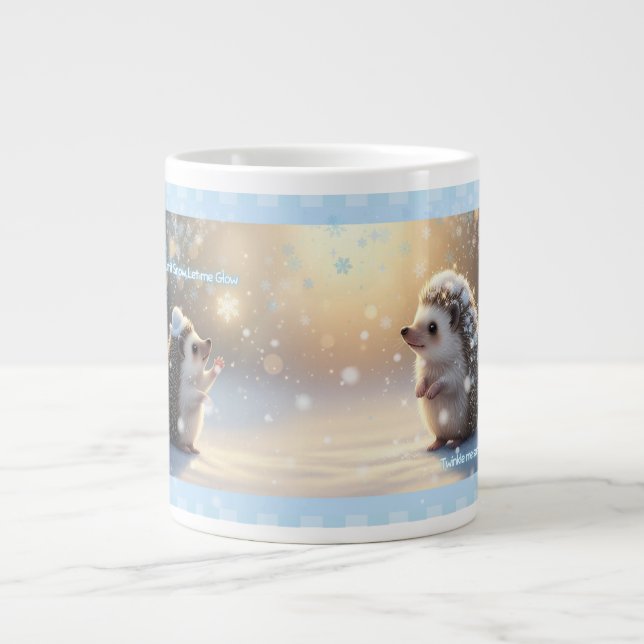 Winter Hedgehog Mug – Cute Snowflake  Jumbo Mugg (Framsidan)