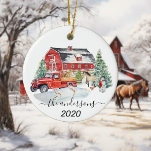 Winter Helgdag Barn Boskap Handskriftlig namn Julgransprydnad Keramik