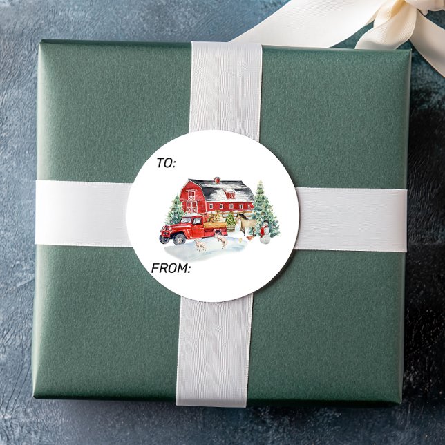 Winter Helgdag Barn Boskap Runt Klistermärke (Skapare uppladdad)