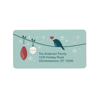 Winter Helgdag Bird Adressetikett