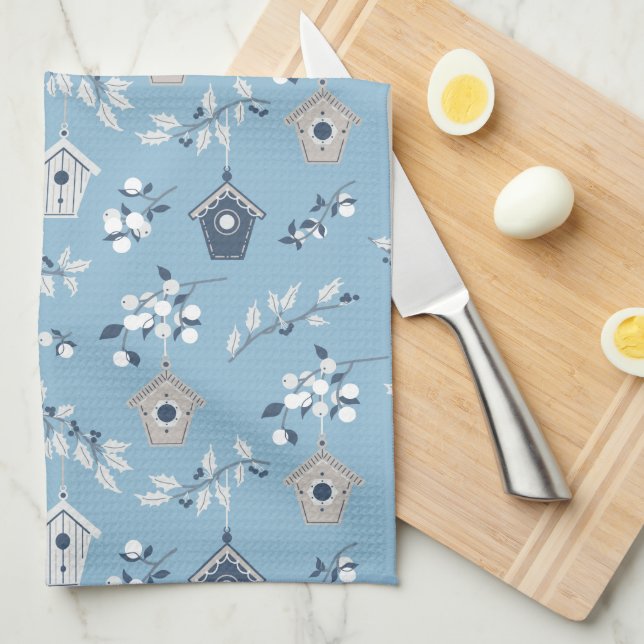Winter Helgdag Birds & Birdhouse Kitchen Towel Kökshandduk (Vikt i Fjärdedel)