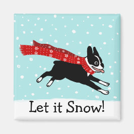 Winter Helgdag Boston Terrier-Låt det snöa Anpassn Magnet