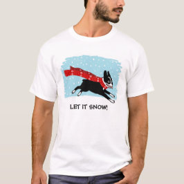 Winter Helgdag Boston Terrier med röda scarf T-shirt